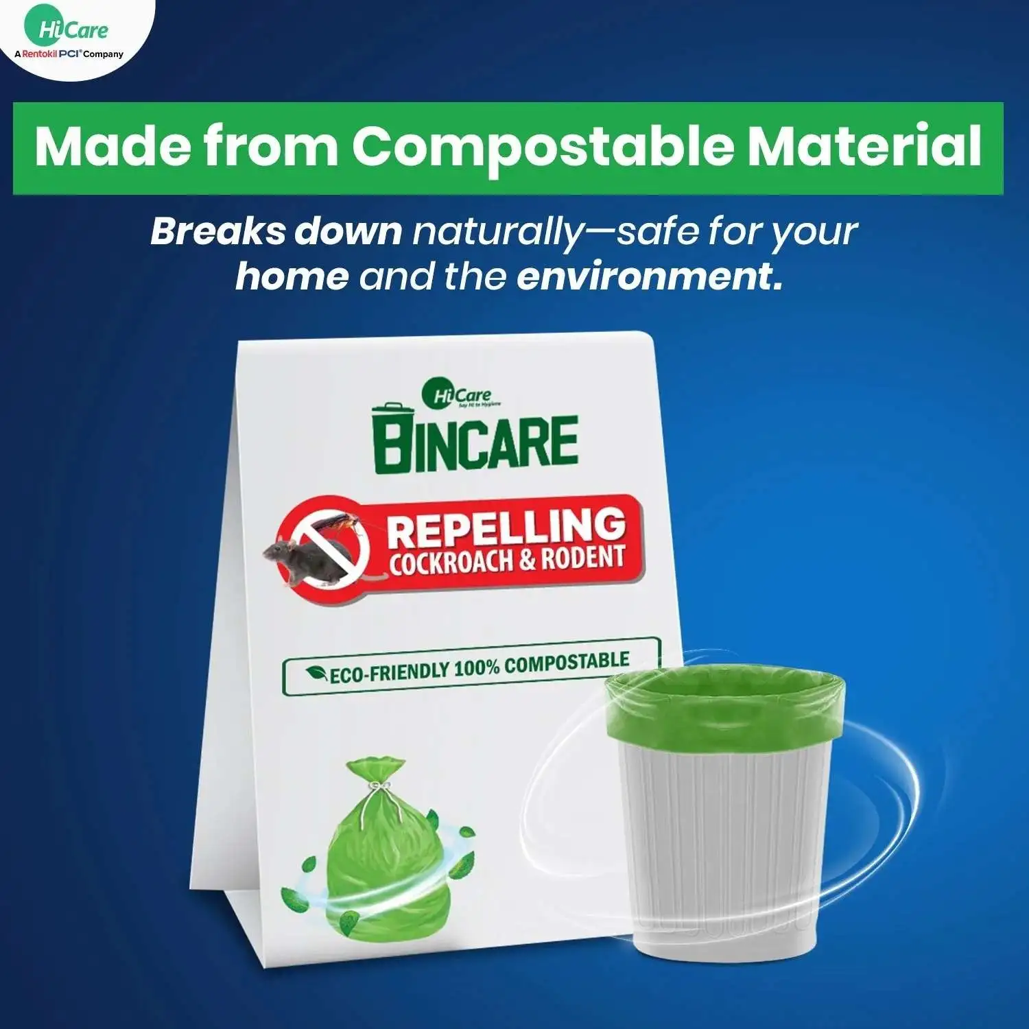 Bincare Compostable Garbage Bags Pack of 4, 120 Bags | HiCare Biodegradable Garbage Bags - Image 4