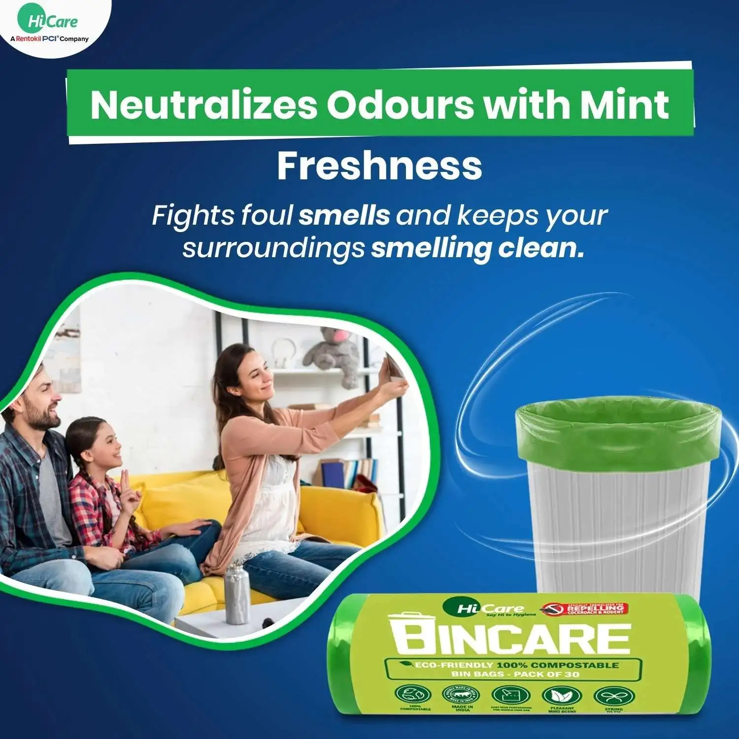 Bincare Compostable Garbage Bags Pack of 4, 120 Bags | HiCare Biodegradable Garbage Bags - Image 6