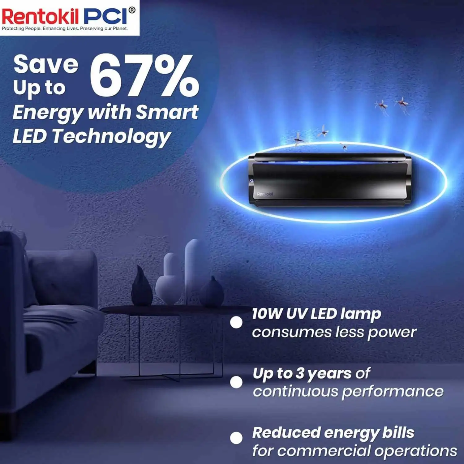 Rentokil Lumnia Slim Electric Fly Trap & Flying Insect Catcher - Image 3