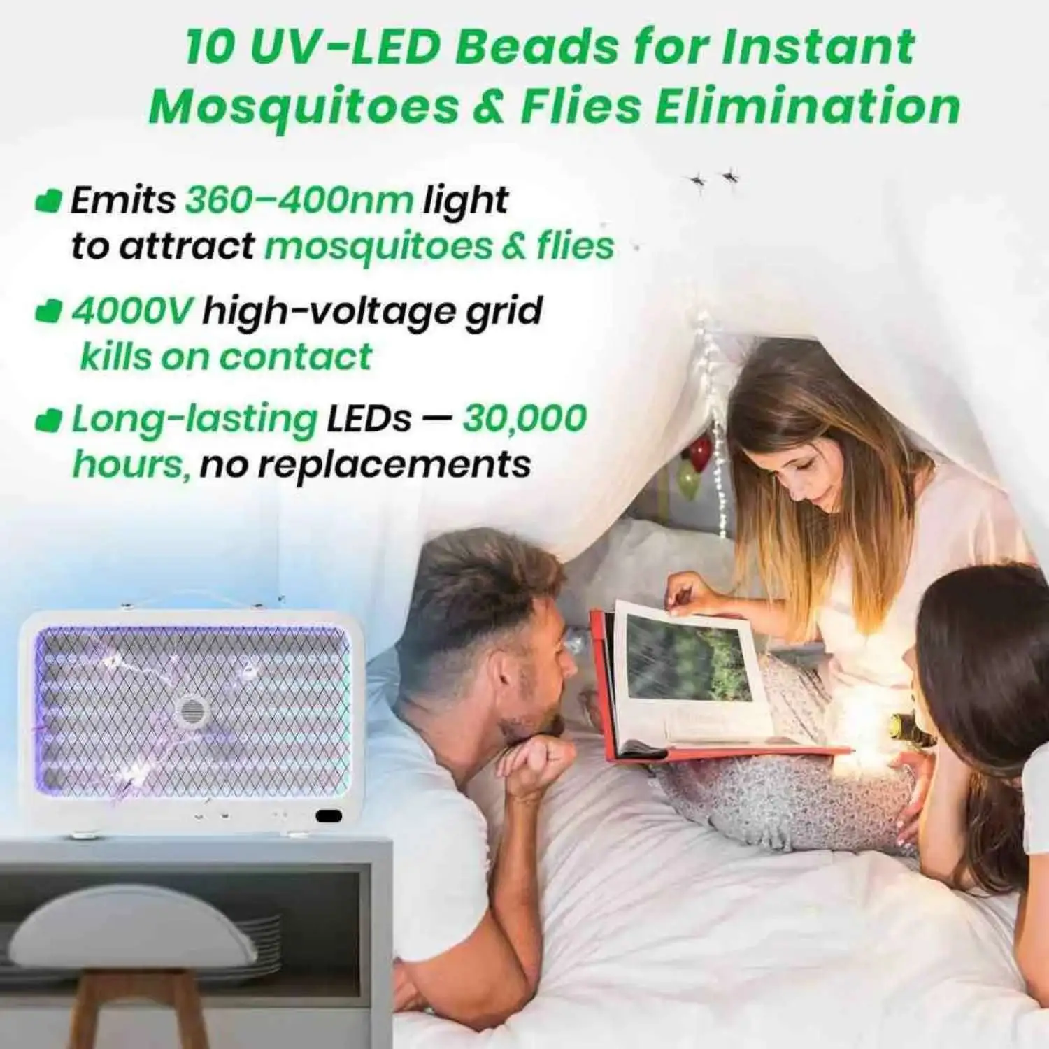 Portable MosSwatter - Rechargeable UV LED Bug Zapper | Indoor & Outdoor Insect Killer - Image 4