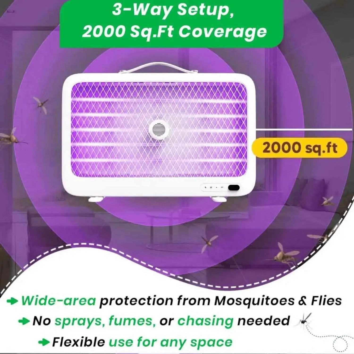 Portable MosSwatter - Rechargeable UV LED Bug Zapper | Indoor & Outdoor Insect Killer - Image 5